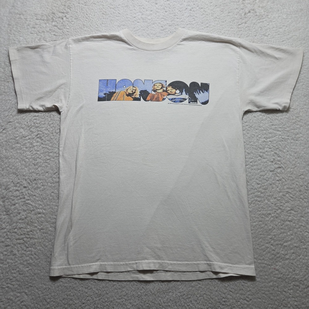 Vintage 1997 T Shirt Hanson Brothers Tour Size Large Spell Out Picture Grafic